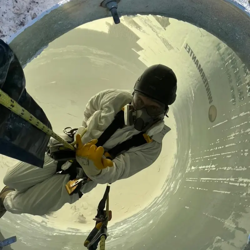 Nico Ganzer bei Höhenarbeit im Silo – Industriekletterer mit Schutzkleidung im Einsatz